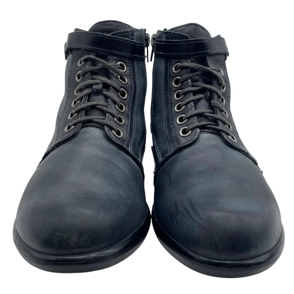 Naot Womens Shoes Kona Boots Sz 6 Gray Black Leather Ankle Lace Up Comfort - Picture 4 of 9